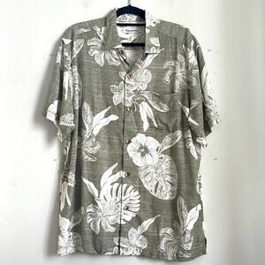 Tommy Bahama rayon lightweight short sleeve Hawaiian print aloha shirt sz L